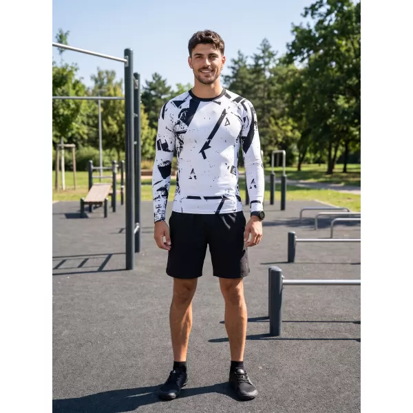 Moška premium kompresijska majica z dolgimi rokavi ALTISPORT VOJ/ALM079TR03 ČRNO-BELO 