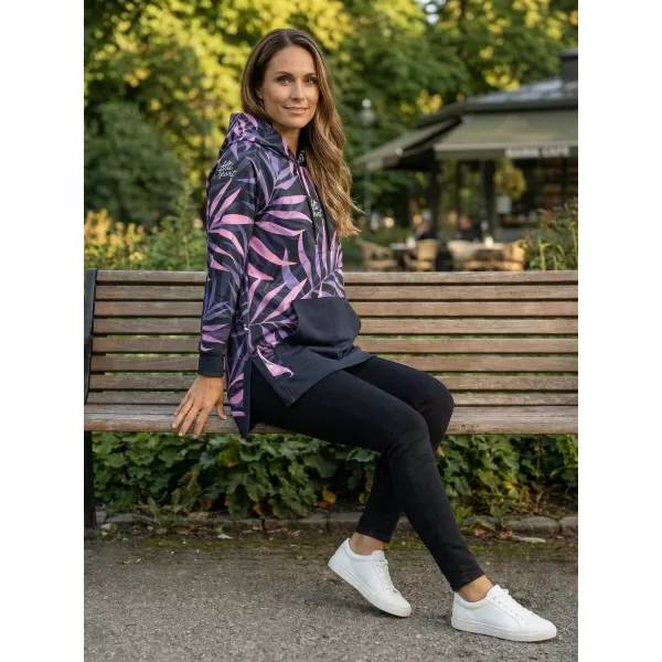  Ženski funkcionalni podaljšani pulover premium ALTISPORT VOJ/ALW094MI03 ČRNA/VIJOLIČNA 