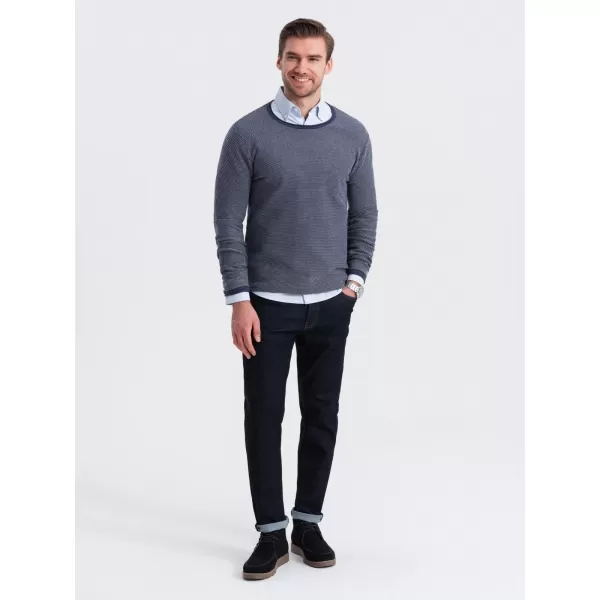  Moški pulover OMBRE OM-SWSW-0118 MORNARSKO MODRO 