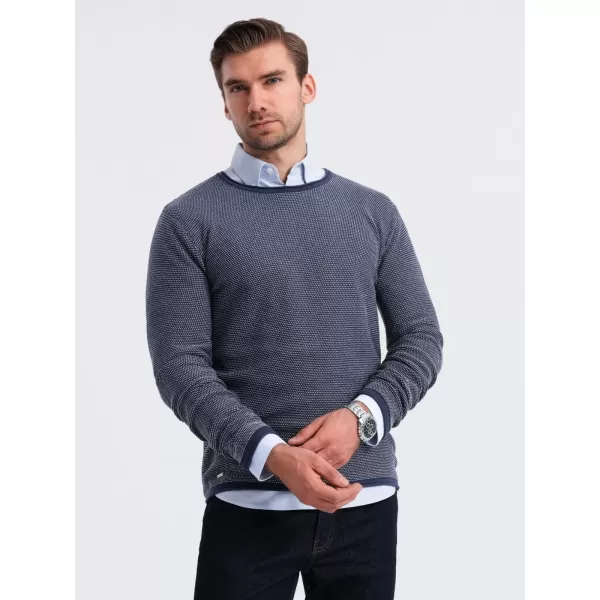  Moški pulover OMBRE OM-SWSW-0118 MORNARSKO MODRO 