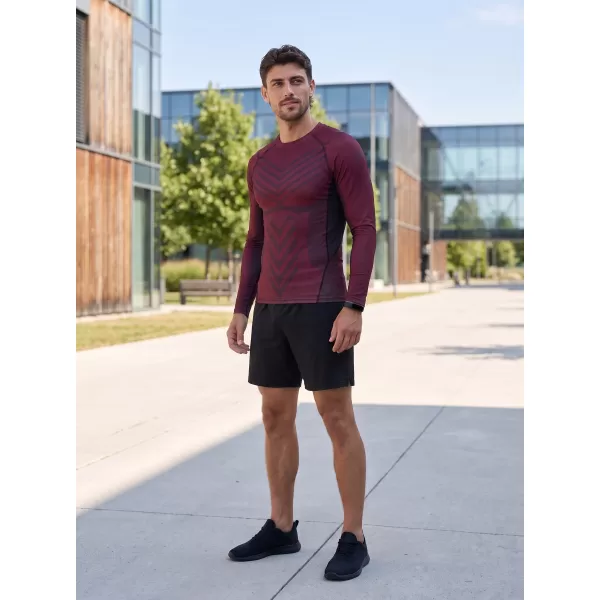  Moška premium kompresijska majica z dolgimi rokavi ALTISPORT VOJ/ALM095TR03 VINSKO RDEČE 