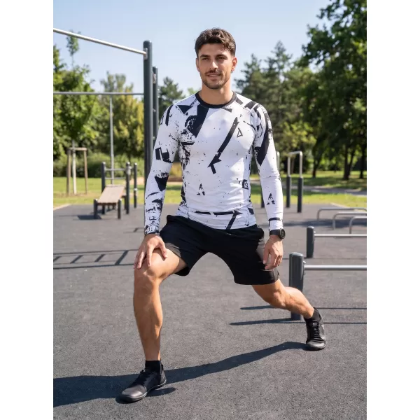  Moška premium kompresijska majica z dolgimi rokavi ALTISPORT VOJ/ALM079TR03 ČRNO-BELO 