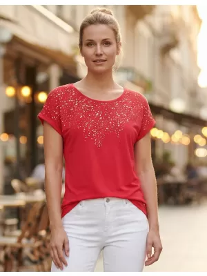 Ženska majica s kratkimi rokavi ALTISPORT ESTIE RDEČA