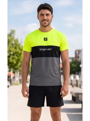 Moška premium plus funkcionalna majica s kratkimi rokavi ALTISPORT VOJ/ALM051TR02 NEON-RUMENA