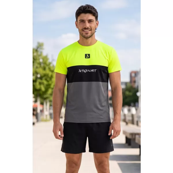  Moška premium plus funkcionalna majica s kratkimi rokavi ALTISPORT VOJ/ALM051TR02 NEON-RUMENA 