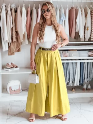 Ženske hlače DSTREET FLOWES UY2589 JANTAR
