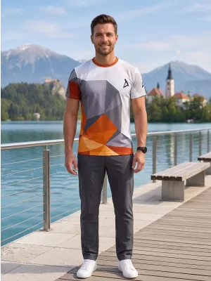 Moška funkcionalna t -majica Premium Plus ALTISPORT VOJ/ALM007TR02 ORANŽNA/SIVA