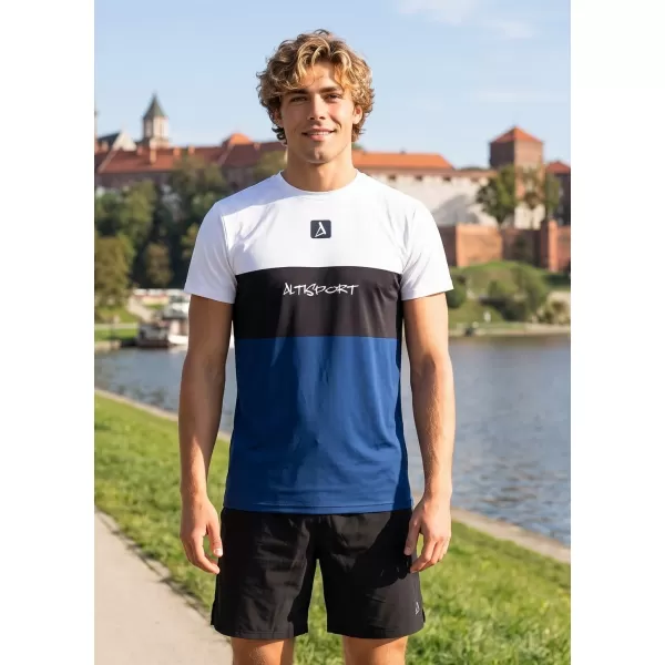  Moška premium plus funkcionalna majica s kratkimi rokavi ALTISPORT VOJ/ALM051TR02 BELO MODRA 