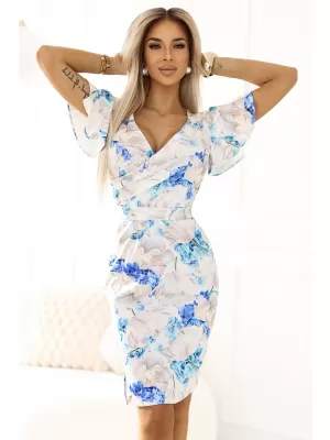 Obleka NUMOCO NINA 479-8 MODRI ​​CVETNI VZOREC
