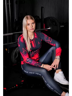 Ženska premium funkcionalna majica z dolgimi rokavi ALTISPORT VOJ/ALW076TR03 RDEČA IN ČRNA