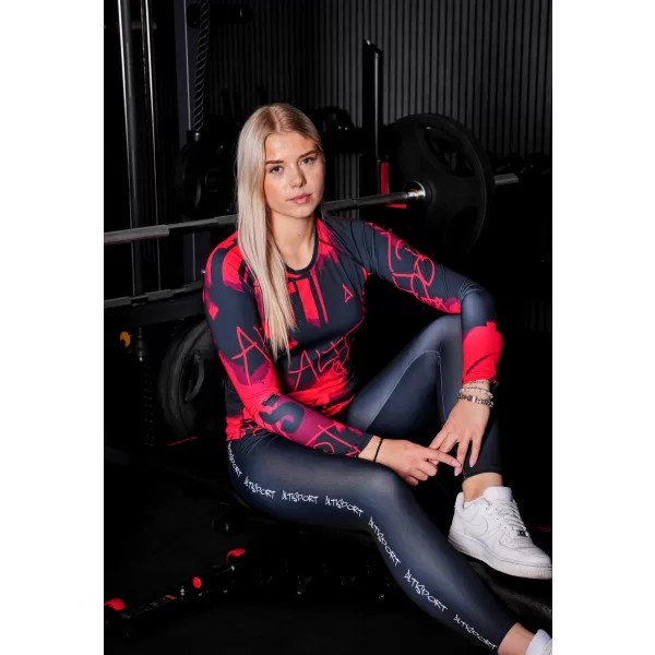  Ženska premium funkcionalna majica z dolgimi rokavi ALTISPORT VOJ/ALW076TR03 RDEČA IN ČRNA 