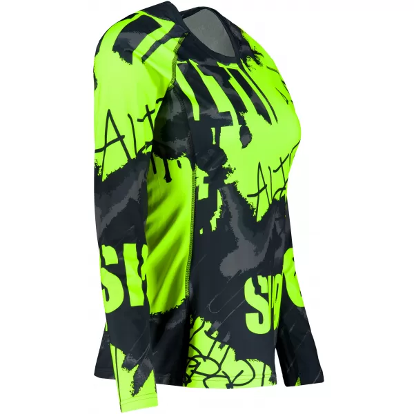 Ženska premium funkcionalna majica z dolgimi rokavi ALTISPORT VOJ/ALW076TR03 ČRNA/FLUO RUMENA 
