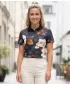 Ženska funkcionalna majica z vrhunskim ovratnikom ALTISPORT VOJ/ALW097TR05 BELO-ORANŽNI-CVETOVI
