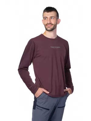 Moška T -majica z dolgim ​​rokavom HANNAH BINE L/S RDEČI MAHAGONI