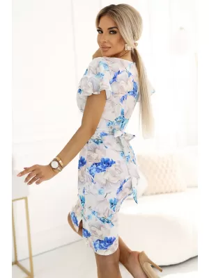 Obleka NUMOCO NINA 479-8 MODRI ​​CVETNI VZOREC