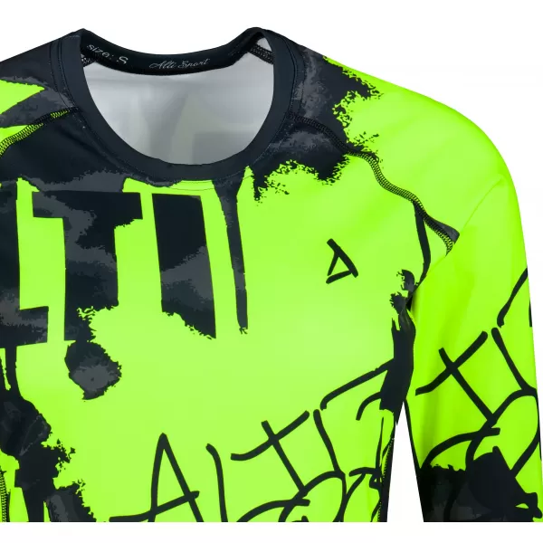  Ženska premium funkcionalna majica z dolgimi rokavi ALTISPORT VOJ/ALW076TR03 ČRNA/FLUO RUMENA 
