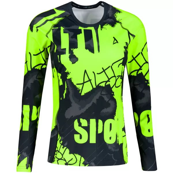  Ženska premium funkcionalna majica z dolgimi rokavi ALTISPORT VOJ/ALW076TR03 ČRNA/FLUO RUMENA 