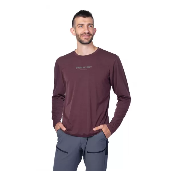  Moška T -majica z dolgim ​​rokavom HANNAH BINE L/S RDEČI MAHAGONI 