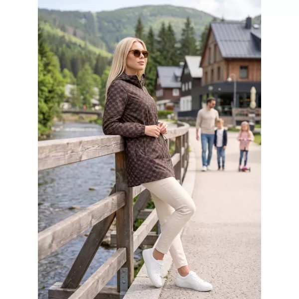  Ženski plašč KIXMI UNNI RJAVA/POTISK 