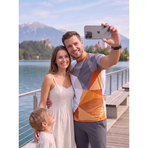  Moška funkcionalna t -majica Premium Plus ALTISPORT VOJ/ALM007TR02 ORANŽNA/SIVA 