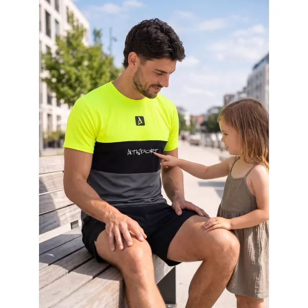  Moška premium plus funkcionalna majica s kratkimi rokavi ALTISPORT VOJ/ALM051TR02 NEON-RUMENA 