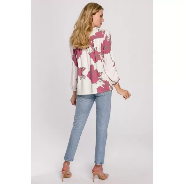  Ženska bluza MAKOVER K099 BÍLÁ//RŮŽOVÁ BELA/ROZA 