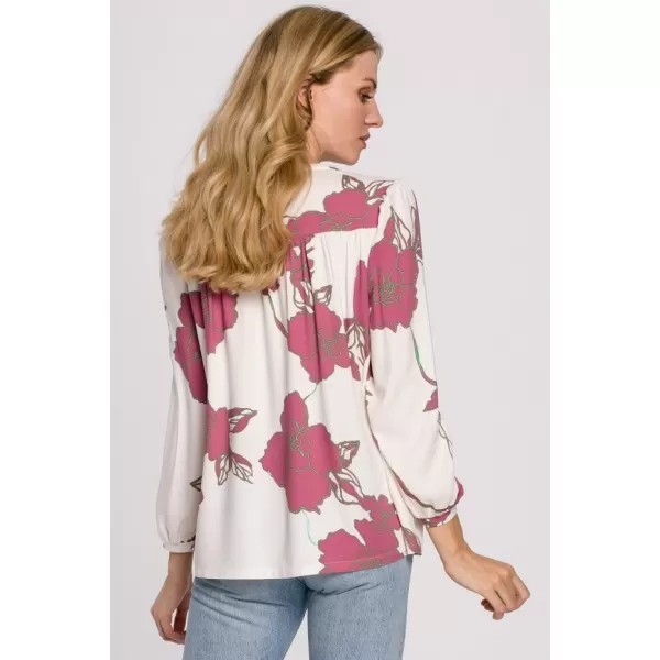  Ženska bluza MAKOVER K099 BÍLÁ//RŮŽOVÁ BELA/ROZA 