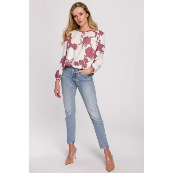  Ženska bluza MAKOVER K099 BÍLÁ//RŮŽOVÁ BELA/ROZA 
