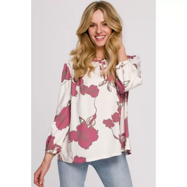  Ženska bluza MAKOVER K099 BÍLÁ//RŮŽOVÁ BELA/ROZA 