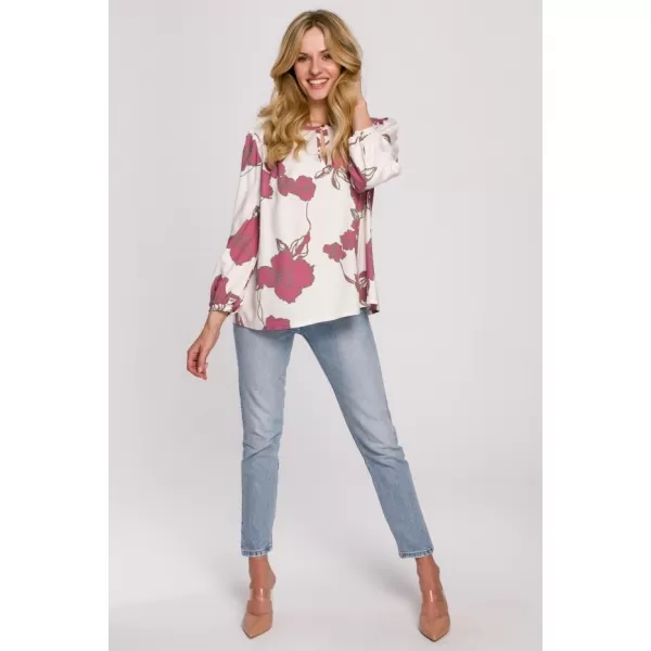  Ženska bluza MAKOVER K099 BÍLÁ//RŮŽOVÁ BELA/ROZA 