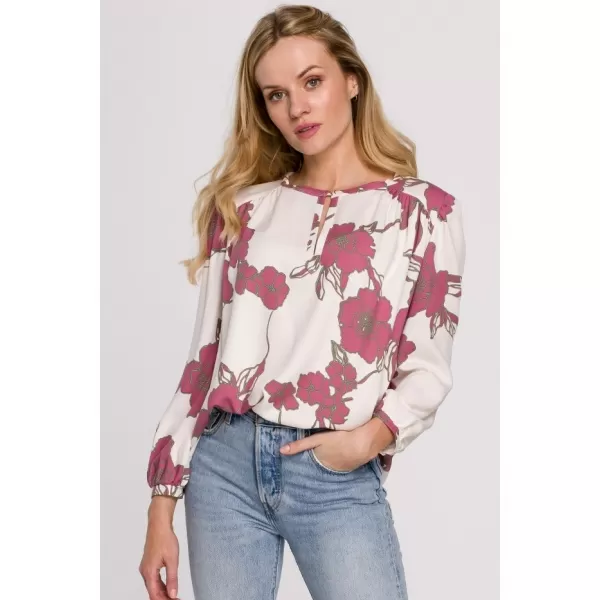  Ženska bluza MAKOVER K099 BÍLÁ//RŮŽOVÁ BELA/ROZA 