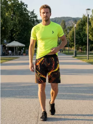 Moške premium funkcionalne kratke hlače ALTISPORT VOJ/ALM071KRA01 ČRNA IN RUMENA
