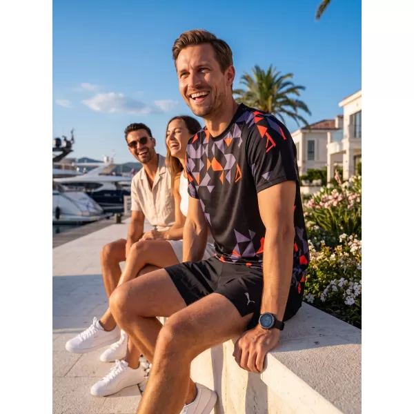 Moška premium funkcionalna majica s kratkimi rokavi ALTISPORT VOJ/ALM108TR01 ČRNO-ORANŽNA 