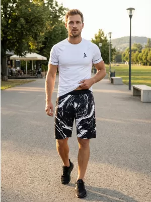 Moške premium funkcionalne kratke hlače ALTISPORT VOJ/ALM071KRA01 ČRNO-BELO