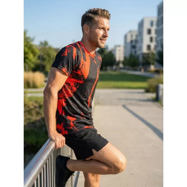  Moška premium funkcionalna majica s kratkimi rokavi ALTISPORT VOJ/ALM079TR01 ČRNA IN RDEČA 