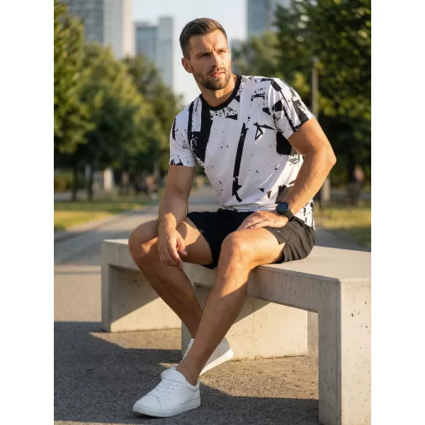  Moška premium funkcionalna majica s kratkimi rokavi ALTISPORT VOJ/ALM079TR01 ČRNO-BELO 