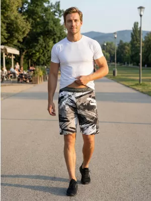 Moške premium funkcionalne kratke hlače ALTISPORT VOJ/ALM014KRA01 ČRNO SIVA