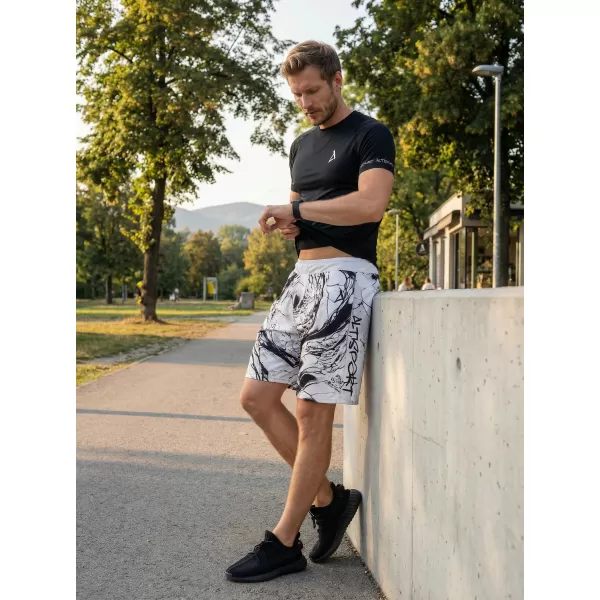 Moške premium funkcionalne kratke hlače ALTISPORT VOJ/ALM071KRA01 ČRNO-BELO 
