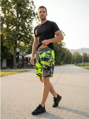 Moške premium funkcionalne kratke hlače ALTISPORT VOJ/ALM014KRA01 ČRNA IN ZELENA