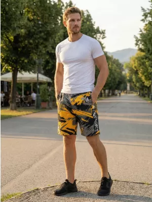 Moške premium funkcionalne kratke hlače ALTISPORT VOJ/ALM014KRA01 ČRNA IN RUMENA