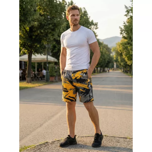  Moške premium funkcionalne kratke hlače ALTISPORT VOJ/ALM014KRA01 ČRNA IN RUMENA 