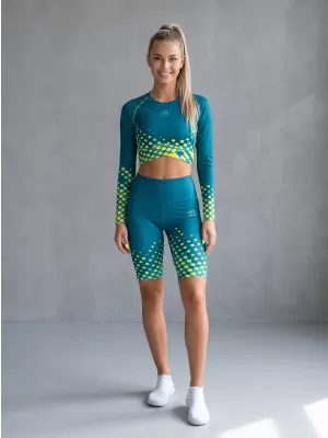 Ženske pajkice nad koleni premium ALTISPORT VOJ/ALW109LEG02 SMARAGDNO/FLUO RUMENA