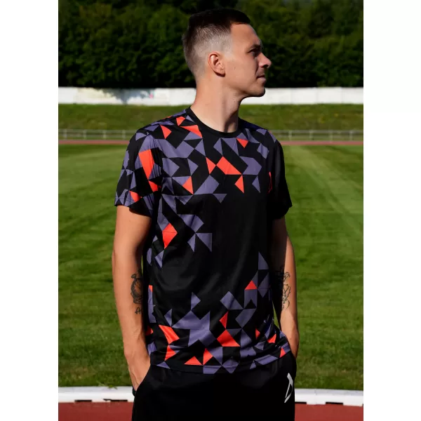  Moška premium funkcionalna majica s kratkimi rokavi ALTISPORT VOJ/ALM108TR01 ČRNO-ORANŽNA 