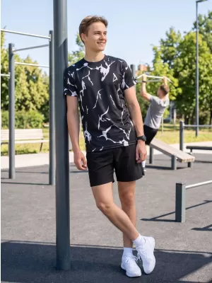 Moška premium funkcionalna majica s kratkimi rokavi ALTISPORT VOJ/ALM052TR01 ČRNA