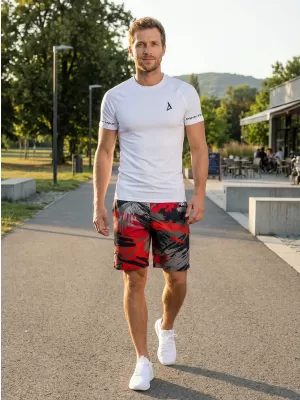 Moške premium funkcionalne kratke hlače ALTISPORT VOJ/ALM014KRA01 ČRNA IN RDEČA