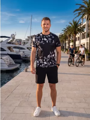 Moška premium funkcionalna majica s kratkimi rokavi ALTISPORT VOJ/ALM108TR01 ČRNA