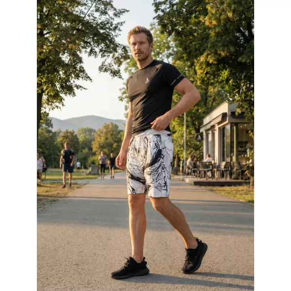  Moške premium funkcionalne kratke hlače ALTISPORT VOJ/ALM071KRA01 ČRNO-BELO 