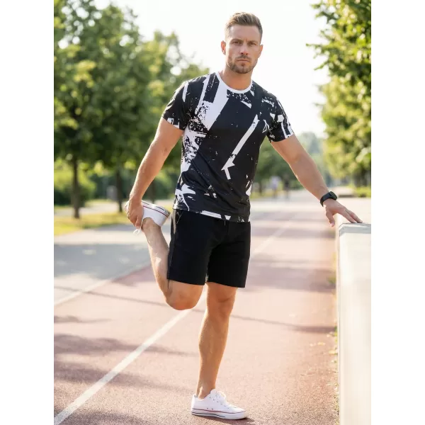  Moška premium funkcionalna majica s kratkimi rokavi ALTISPORT VOJ/ALM079TR01 ČRNO-BELO 