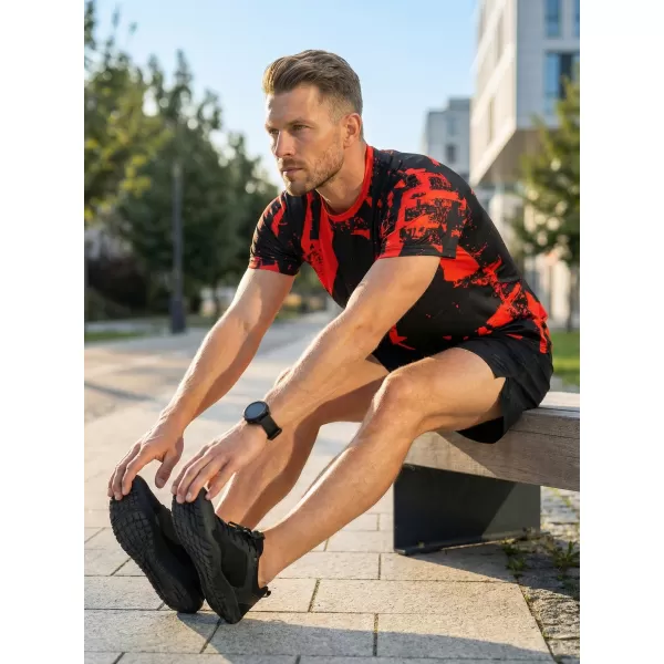  Moška premium funkcionalna majica s kratkimi rokavi ALTISPORT VOJ/ALM079TR01 ČRNA IN RDEČA 