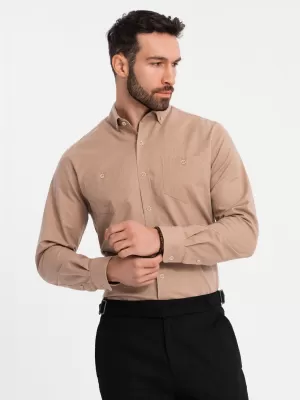 Srajca OMBRE OM-SHCS-0134 SVETLO RJAVA